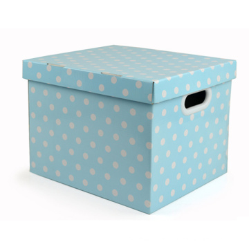 Foldable Corrugated Paper Storage Box with Handle